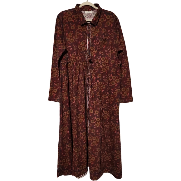 NATURAL LIFE Christa Knit Maxi Dress Womens XL Cranberry Floral Boho 100% Cotton - Picture 3 of 11